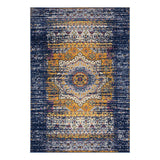 5' x 8' Blue and Orange Medallion Power Loom Area Rug