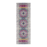 7' Pink and Ivory Medallion Power Loom Runner Rug