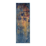 7' Blue and Orange Abstract Power Loom Runner Rug