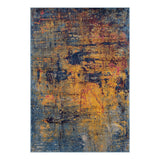 5' x 8' Blue and Orange Abstract Power Loom Area Rug