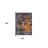 5' x 8' Blue and Orange Abstract Power Loom Area Rug