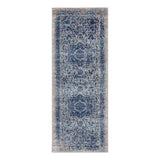 6' Blue and Beige Oriental Power Loom Runner Rug