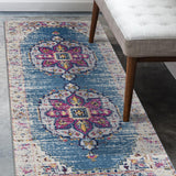 5' x 8' Blue and Beige Oriental Power Loom Area Rug