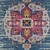 6' Blue and Pink Medallion Power Loom Runner Rug