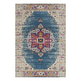 7' x 9' Blue and Pink Medallion Power Loom Area Rug