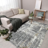 5' x 8' Gray and Ivory Abstract Power Loom Area Rug