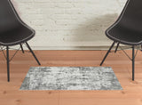 2' x 3' Gray and Ivory Abstract Power Loom Area Rug