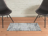 2' x 3' Gray and Gold Abstract Power Loom Area Rug