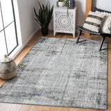 2' x 3' Gray and Gold Abstract Power Loom Area Rug