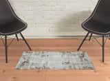 2' x 3' Gray and Red Abstract Power Loom Area Rug