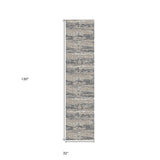 2' x 3' Blue and Gray Abstract Power Loom Area Rug