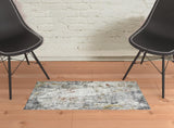 2' x 3' Gray and Ivory Abstract Power Loom Area Rug