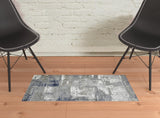 2' x 3' Gray and Blue Abstract Power Loom Area Rug