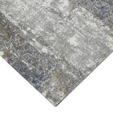 2' x 3' Gray and Blue Abstract Power Loom Area Rug