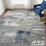 2' x 3' Gray and Blue Abstract Power Loom Area Rug