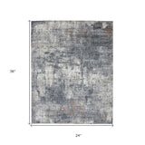 8' x 10' Gray and Blue Abstract Power Loom Area Rug