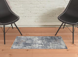 2' x 3' Gray and Ivory Abstract Power Loom Area Rug