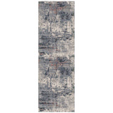 8' Gray and Ivory Abstract Power Loom Runner Rug