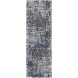 8' Gray and Orange Abstract Power Loom Runner Rug