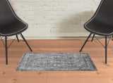 2' x 3' Gray and Ivory Oriental Power Loom Area Rug