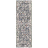 8' Gray and Ivory Oriental Power Loom Runner Rug