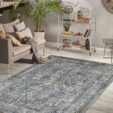 8' Gray and Ivory Oriental Power Loom Runner Rug