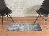 2' x 3' Gray and Ivory Abstract Power Loom Area Rug