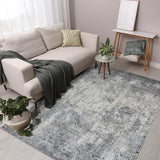 2' x 3' Gray and Ivory Abstract Power Loom Area Rug