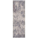 8' Gray and Ivory Abstract Power Loom Runner Rug