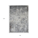 8' x 10' Gray and Ivory Abstract Power Loom Area Rug