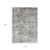 5' x 8' Gray and Orange Abstract Power Loom Area Rug