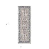 2' x 3' Gray and Ivory Oriental Power Loom Area Rug