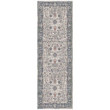 8' Gray and Ivory Oriental Power Loom Runner Rug