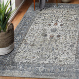 5' x 8' Gray and Ivory Oriental Power Loom Area Rug