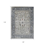 5' x 8' Gray and Ivory Oriental Power Loom Area Rug