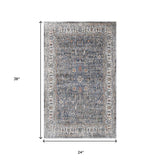 10' x 14' Gray and Ivory Oriental Power Loom Area Rug