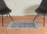 2' x 3' Gray and Brown Oriental Power Loom Area Rug