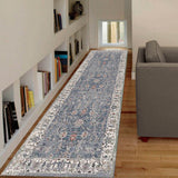 8' Gray and Brown Oriental Power Loom Runner Rug