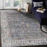 5' x 8' Gray and Brown Oriental Power Loom Area Rug