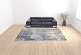 9' x 12' Blue and Gray Abstract Power Loom Area Rug