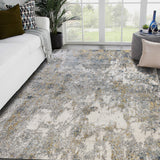 5' x 8' Blue and Yellow Abstract Power Loom Area Rug