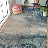 2' x 3' Blue and Gray Abstract Power Loom Area Rug