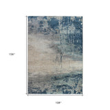 2' x 3' Blue and Gray Abstract Power Loom Area Rug