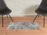 2' x 3' Gray and Beige Abstract Power Loom Area Rug