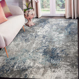 9' x 12' Gray and Blue Abstract Power Loom Area Rug