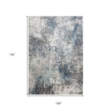 9' x 12' Gray and Blue Abstract Power Loom Area Rug