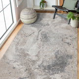 9' x 12' Gray and Beige Abstract Power Loom Area Rug