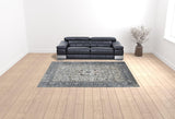 9' x 12' Gray and Ivory Oriental Power Loom Area Rug