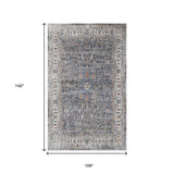 9' x 12' Gray and Ivory Oriental Power Loom Area Rug