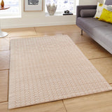 5' x 8' White and Natural Geometric Flatweave Handmade Area Rug